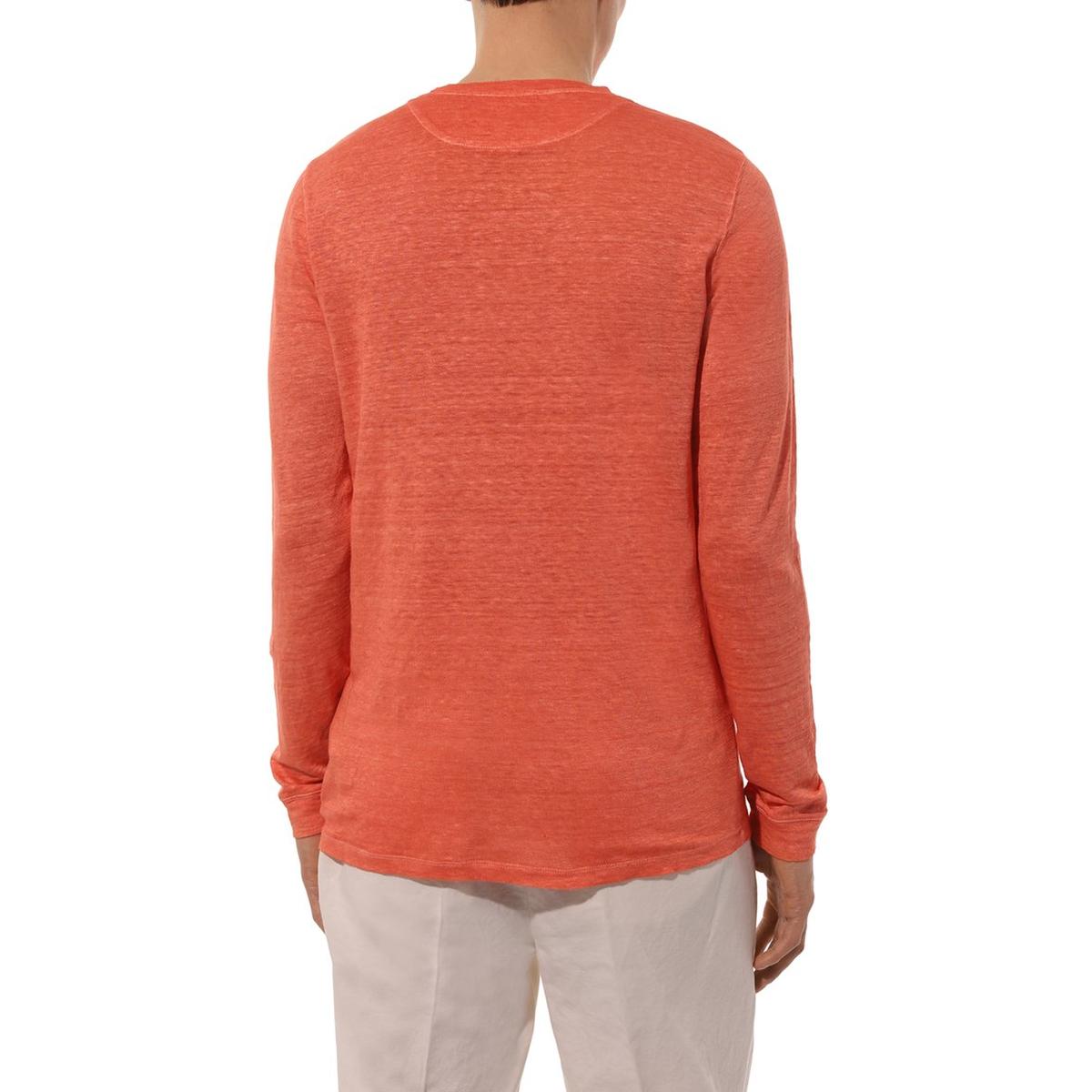 120%Lino Orange linen Long Sleeve T-Shirt