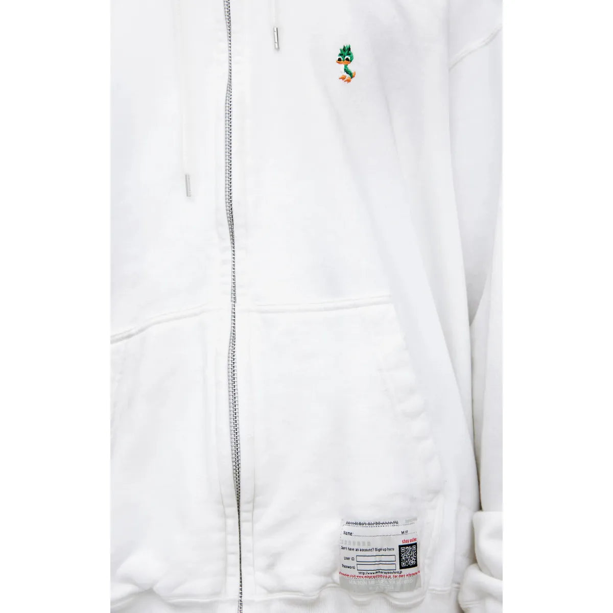 Maison Mihara Yasuhiro White zippered hoodie
