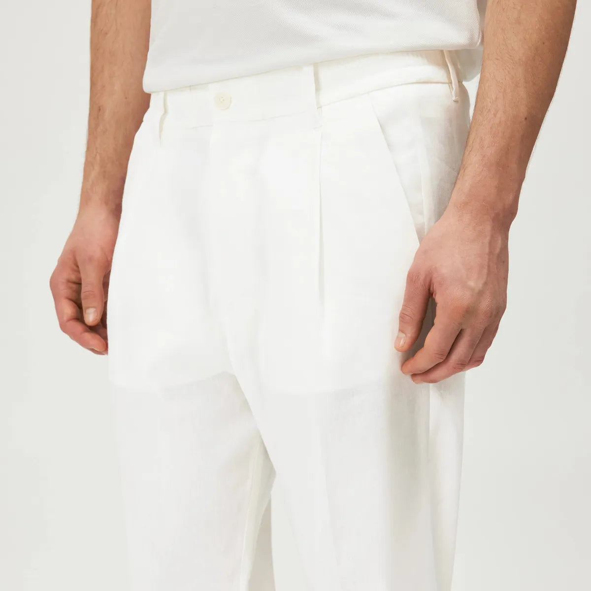 Drykorn Chasy Ecru Linen Mix Trousers
