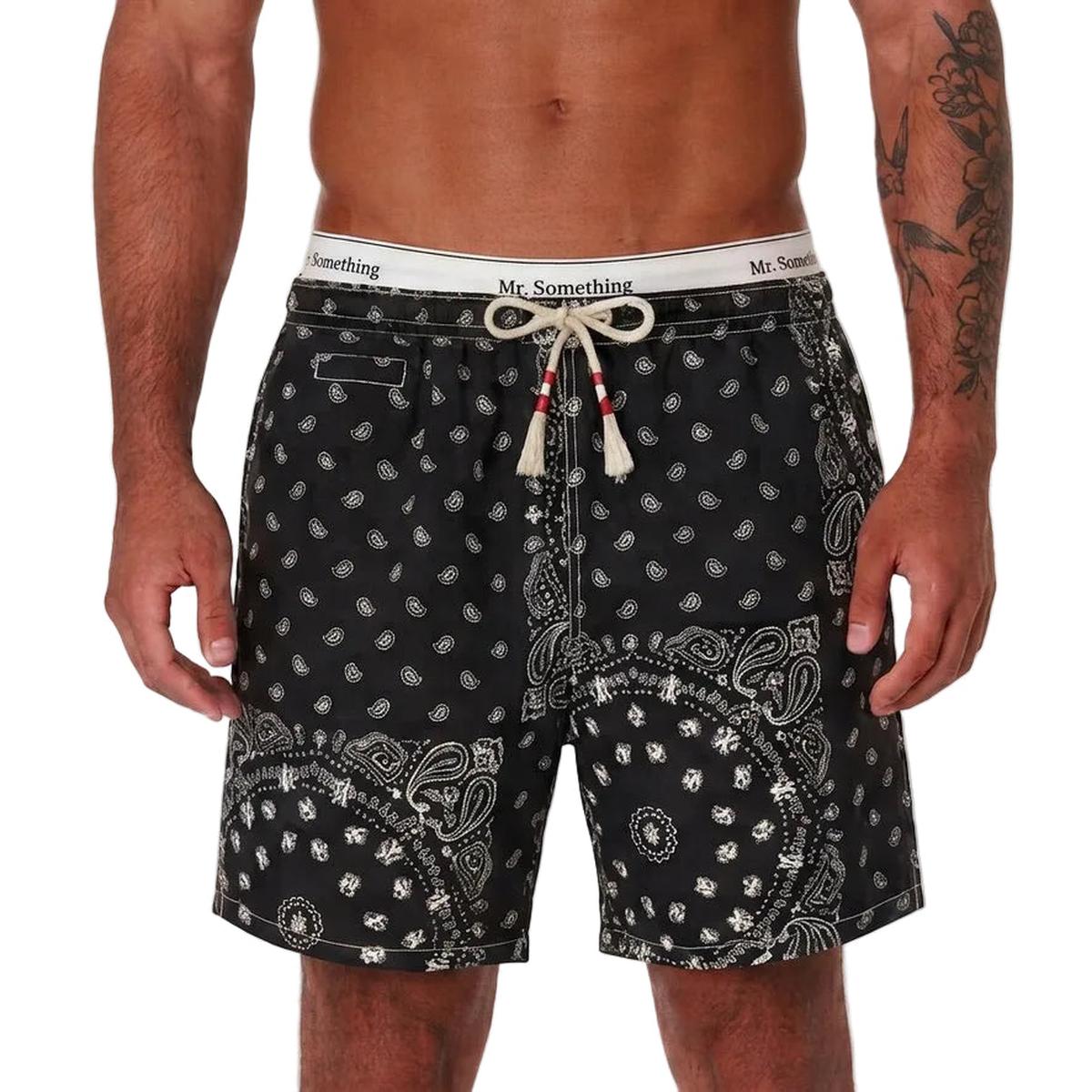 MC2 Saint Barth Caprese Swim Shorts in Black Bandana Print