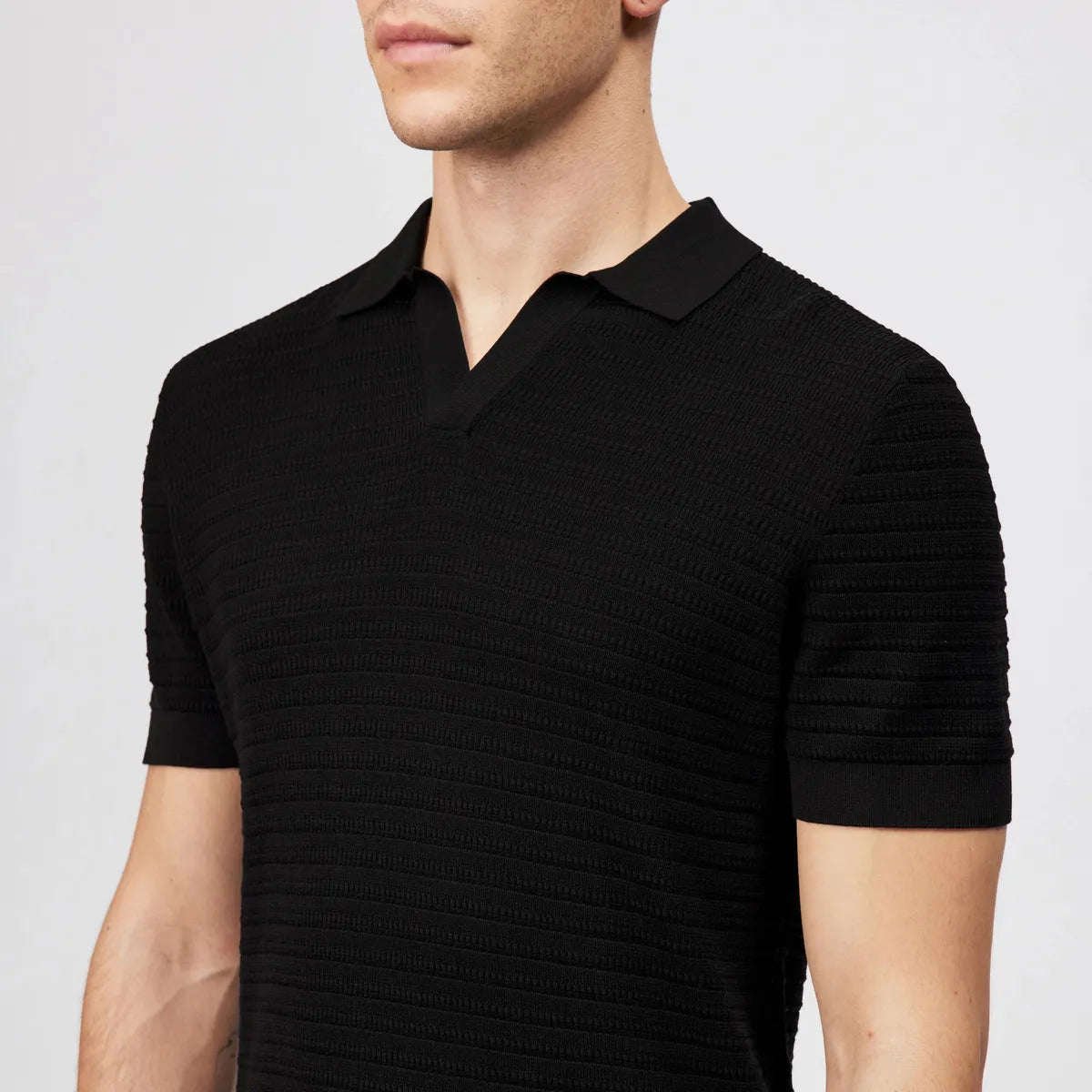 Drykorn Braian Black Knitted Polo Shirt