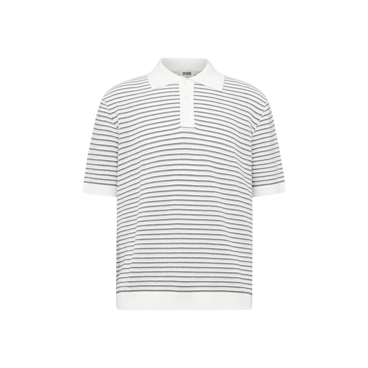 Drykorn Tamian Ecru Relaxed Knit Polo Shirt