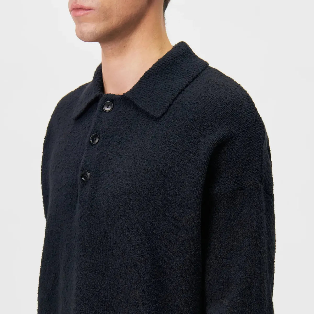 Drykorn Bekket Black Knitted Polo Shirt