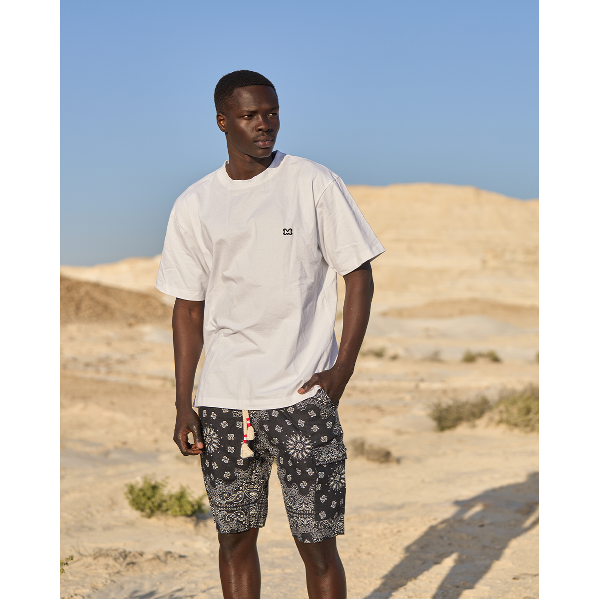 MC2 Marseille Black Bandanna Bermuda Pants