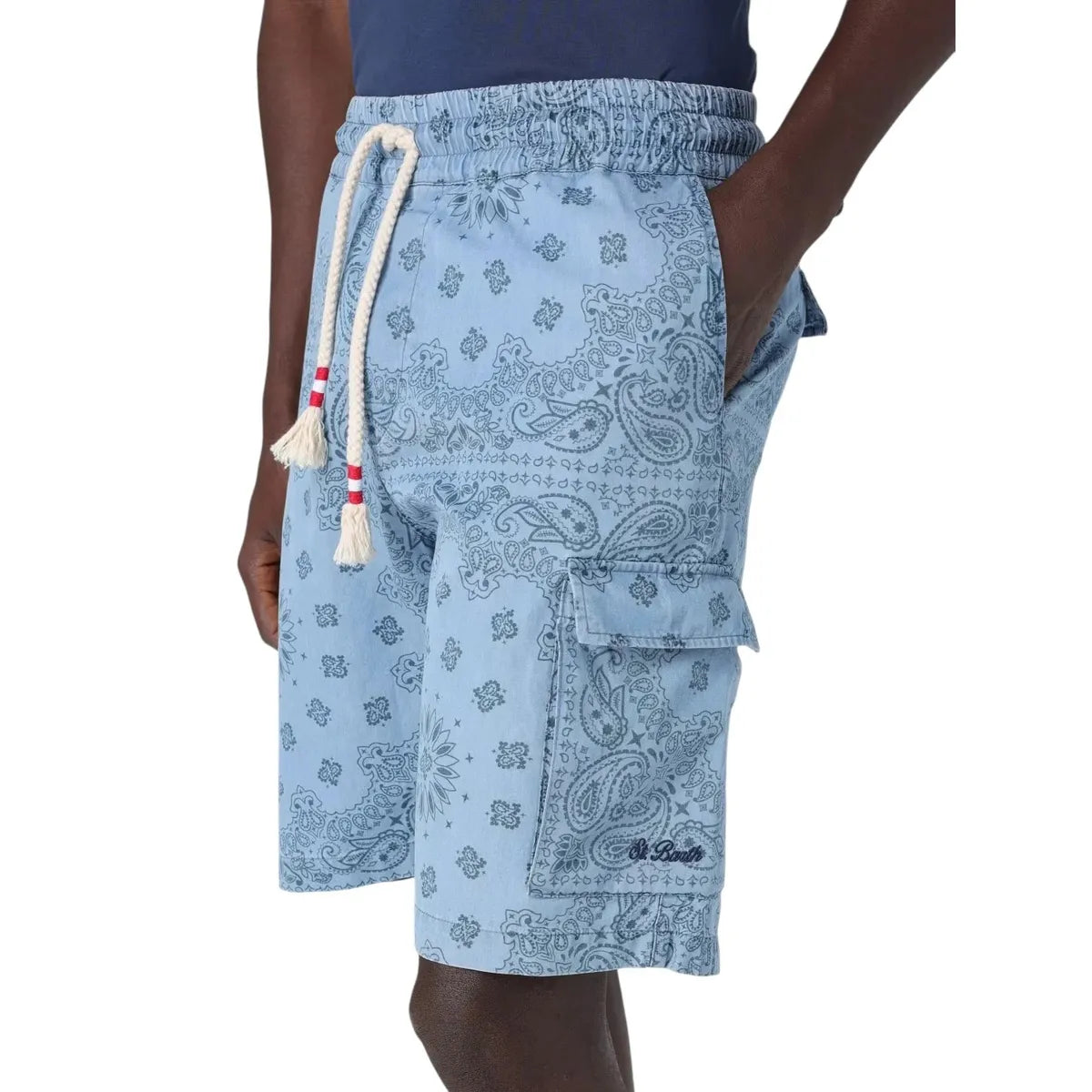 MC2 Marseille Blue Bandanna Cotton Bermuda