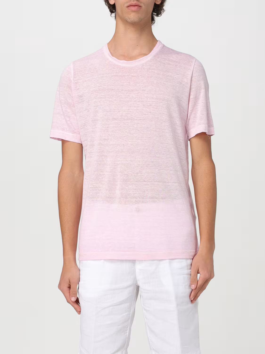 120%Lino Rose Quartz Soft Fade (Light Pink) linen T-Shirt