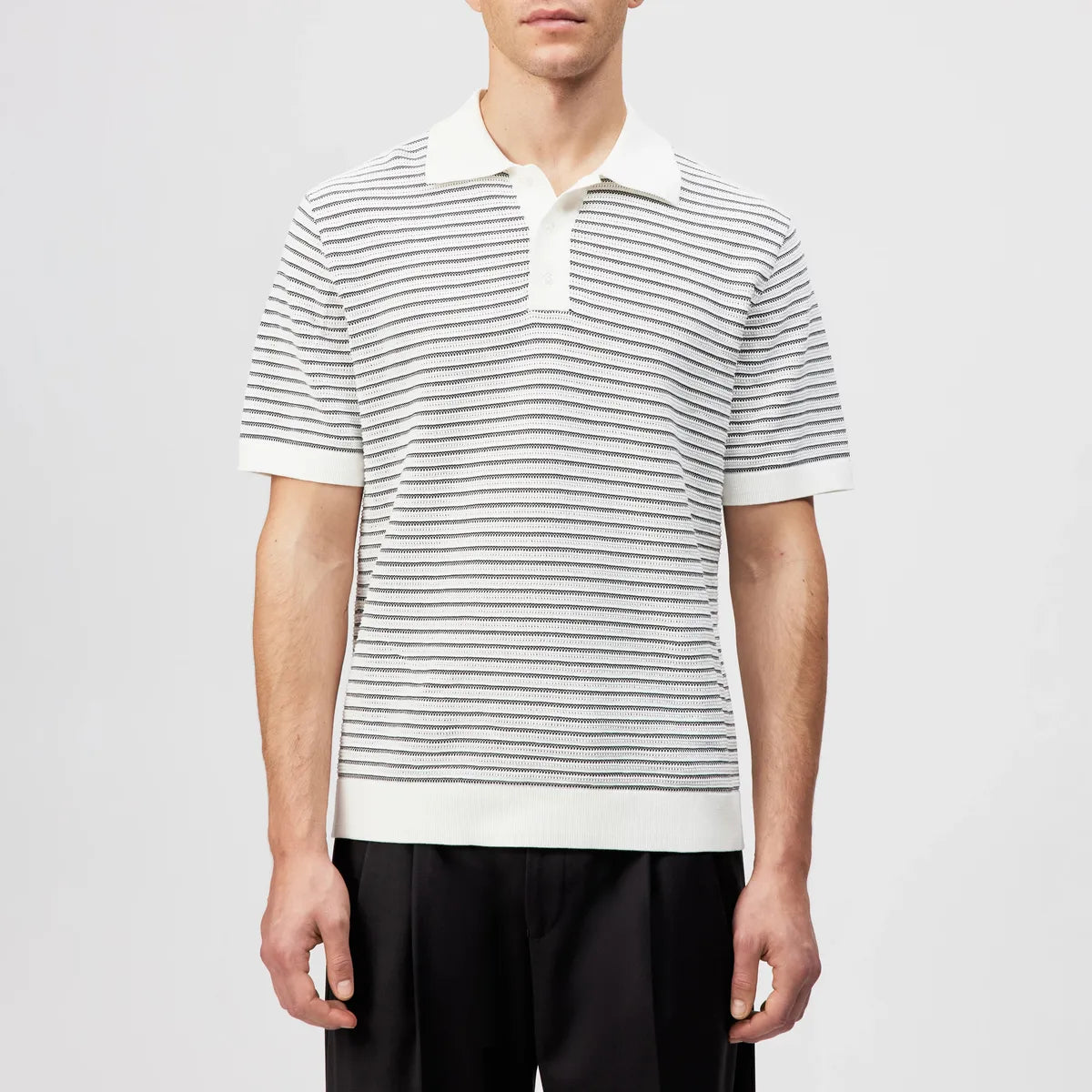Drykorn Tamian Ecru Relaxed Knit Polo Shirt