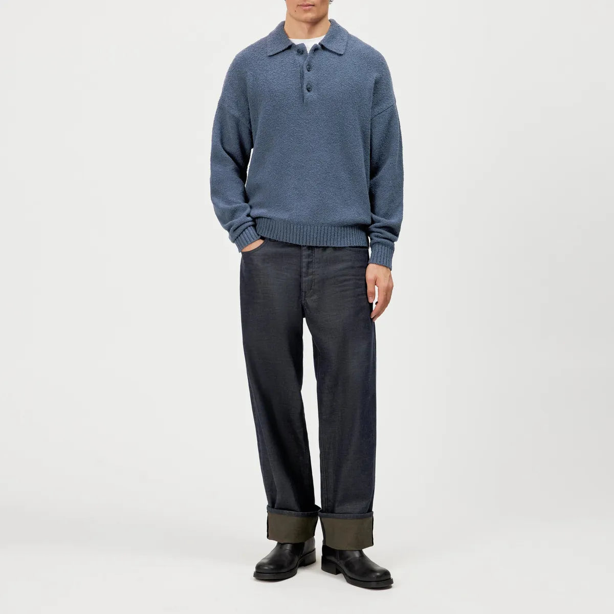 Drykorn Bekket Blue Knitted Polo Shirt
