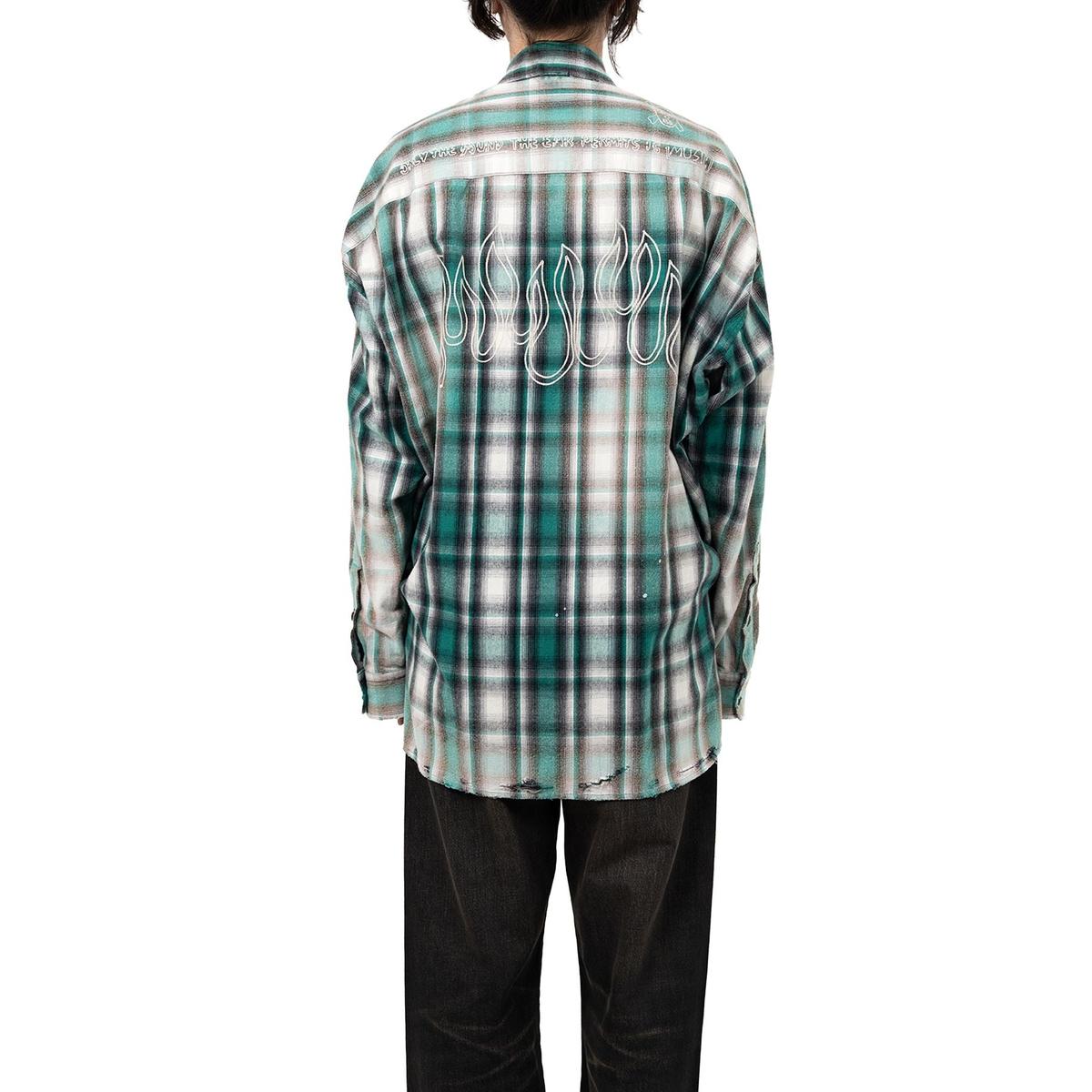 Maison Mihara Vintage Like Check Green Shirt