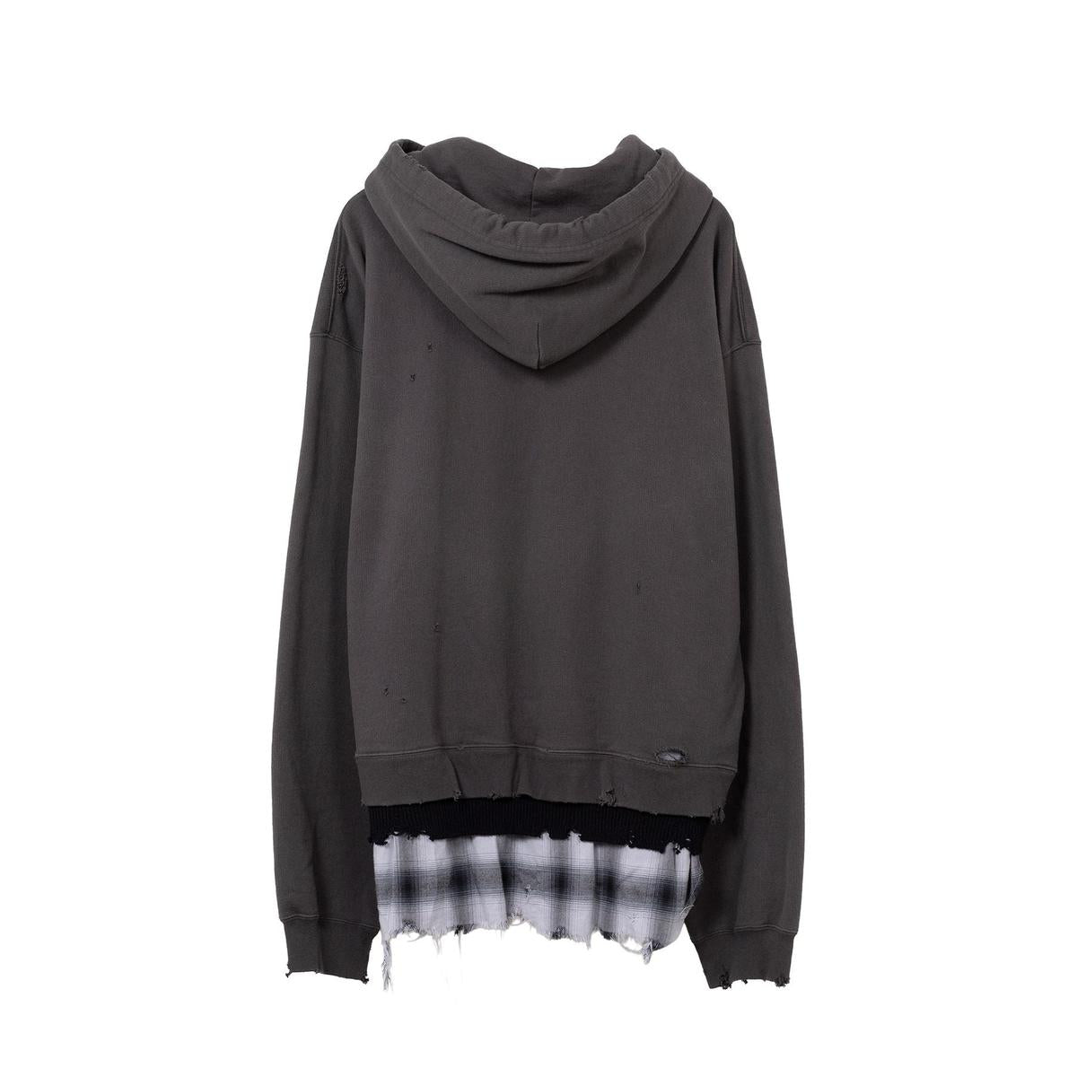 Maison Mihara Triple Layered Half-zip Black Hoodie