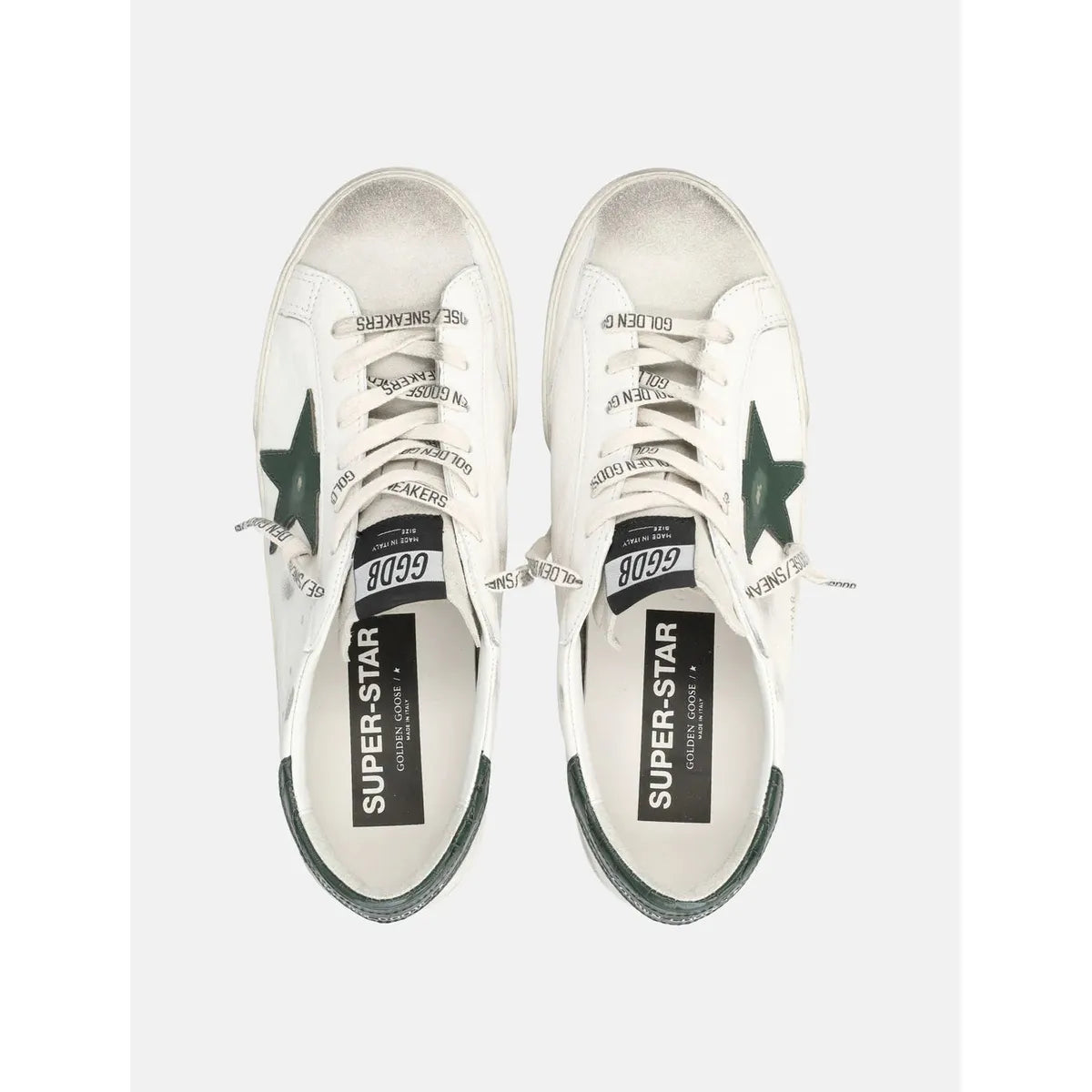Golden Goose White/Green Super-Star Sneakers