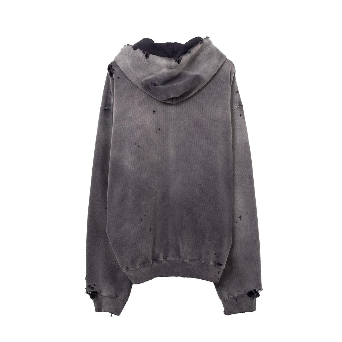 Maison Mihara Sun Faded Like Zip-up Black Hoodie