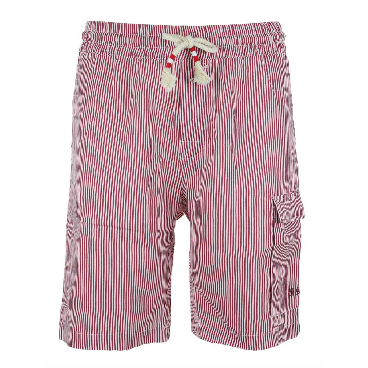 MC2 Marseille Red Stripes Linen Bermuda