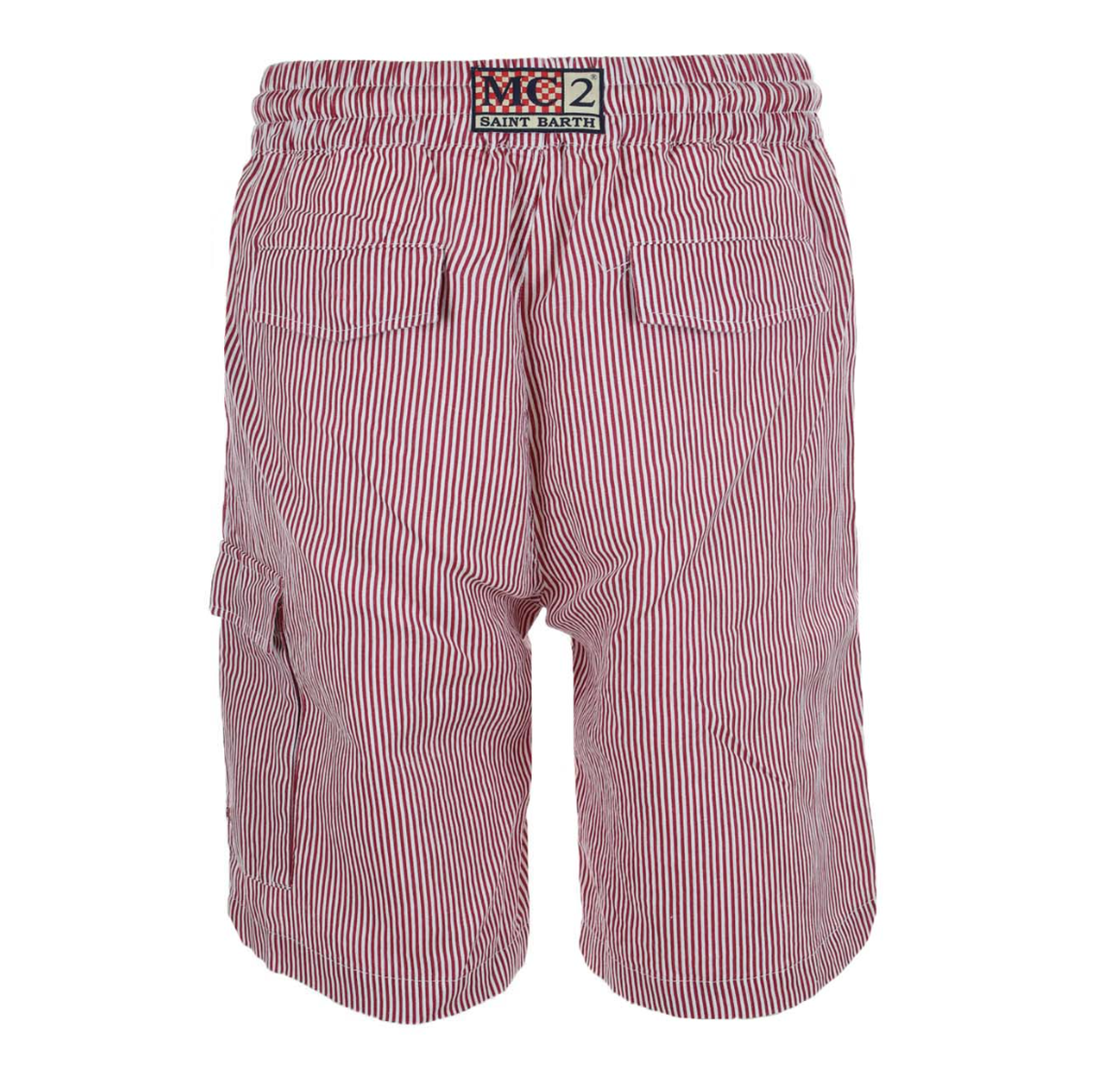MC2 Marseille Red Stripes Linen Bermuda