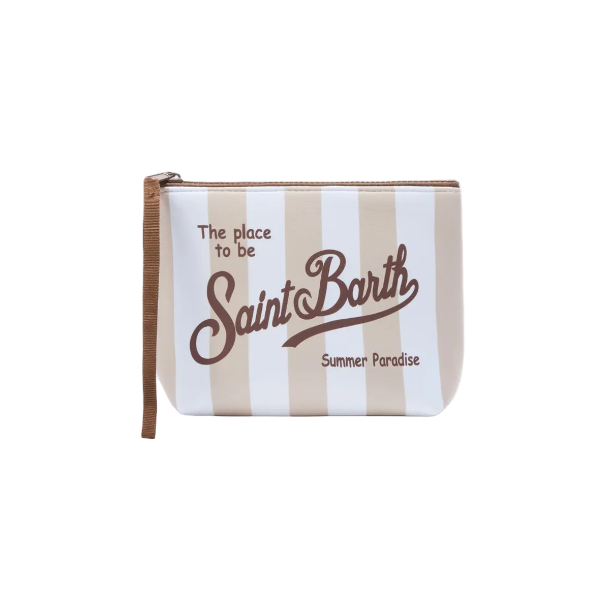 MC2 Saint Barth Aline scuba pouch with wide beige stripes