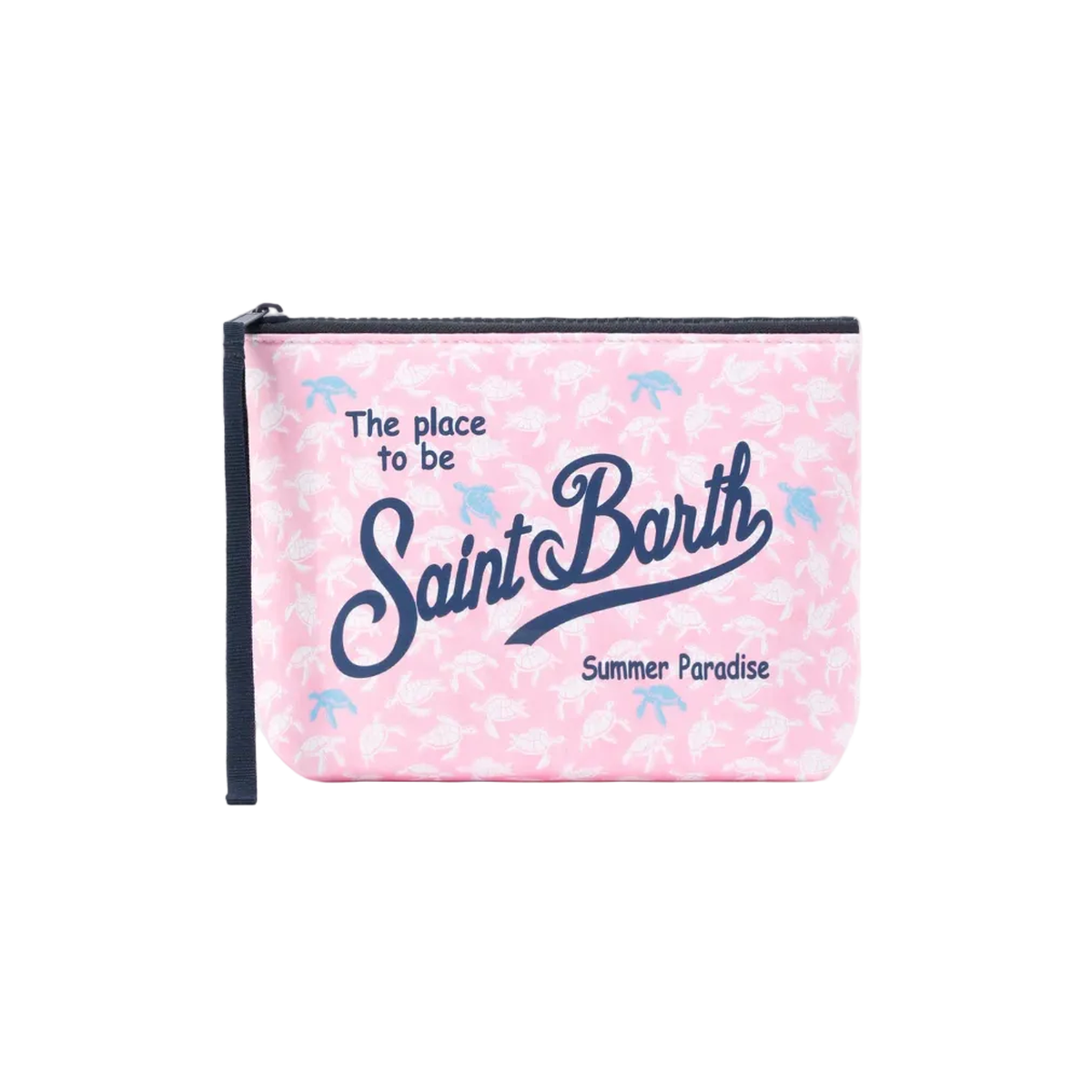 MC2 Saint Barth Aline scuba pouch in pink with contrasting turtle print