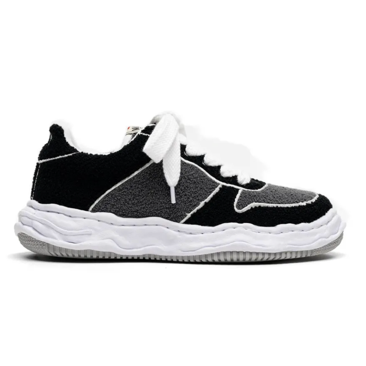 Maison Mihara Yasuhiro "WAYNE" Black Chenille Embroidey Canvas Low-top Sneaker