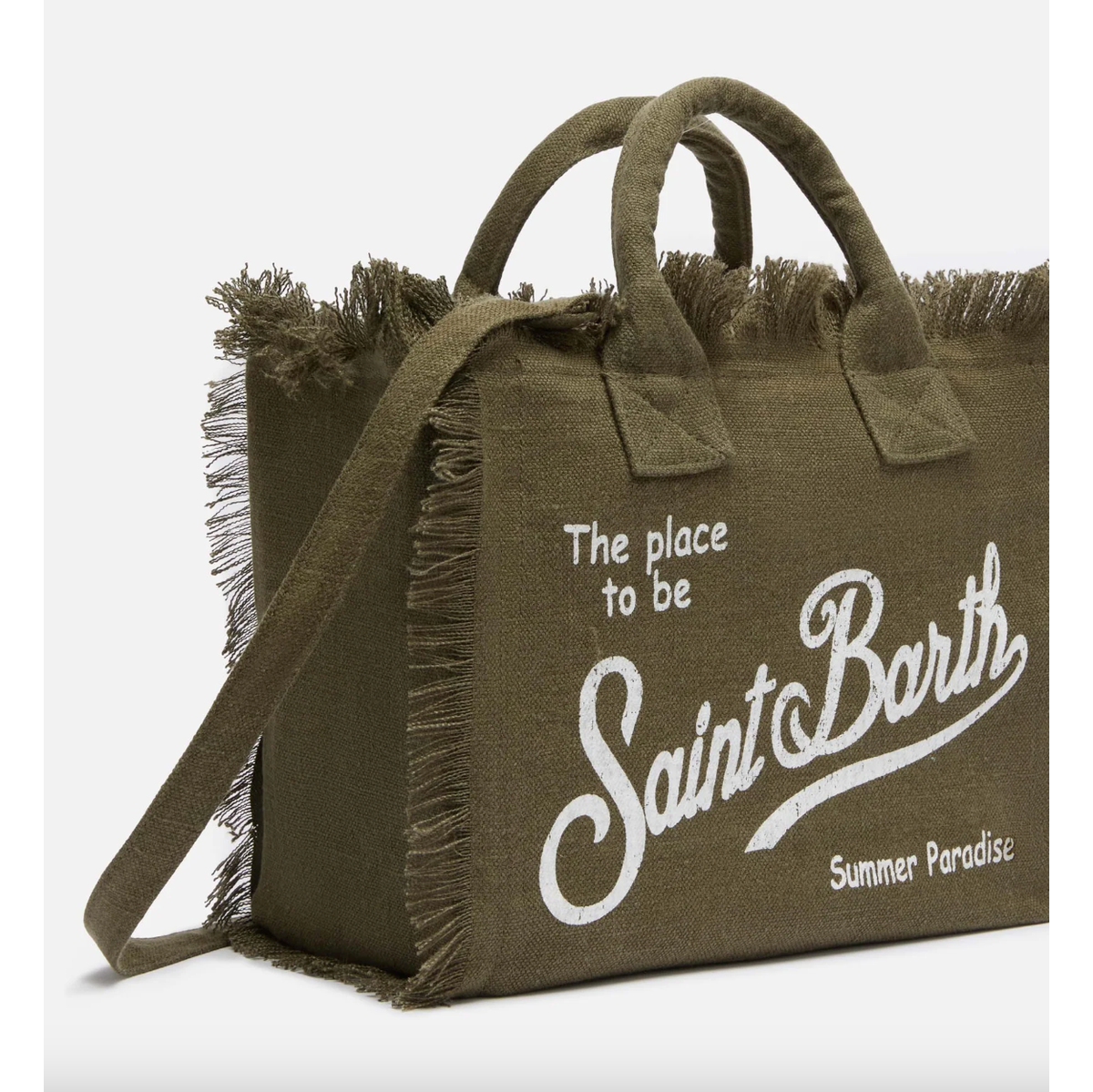 MC2 Saint Barth Colette military green handbag in 100% LINEN