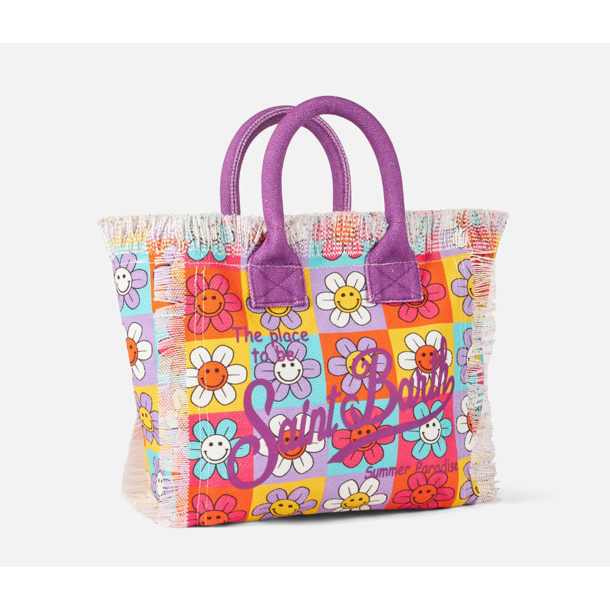 MC2 Saint Barth Colette multicolor smiley daisy print canvas handbag
