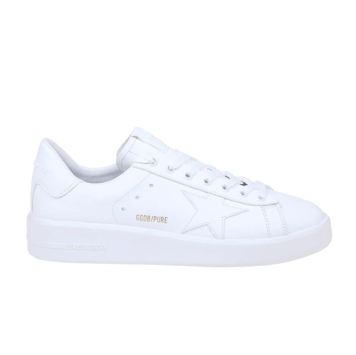 Golden Goose Purestar Leather Sneakers in White with a Star Shiny Leather Heel