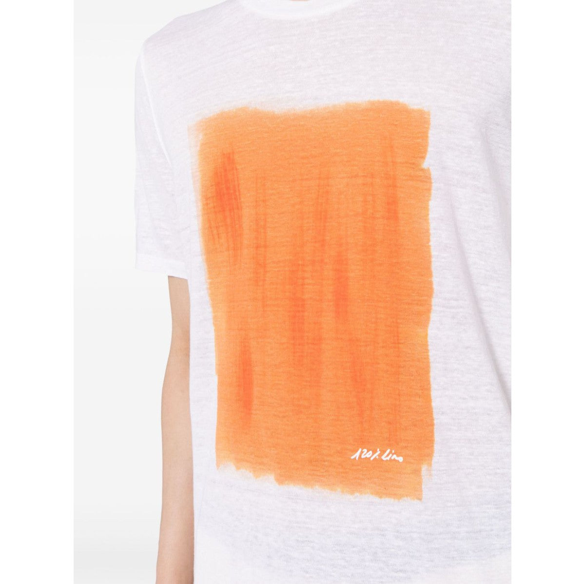 120%Lino Orange Square linen T-Shirt