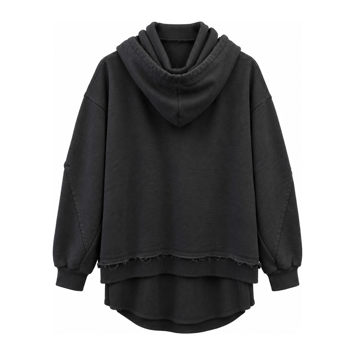 Discovered Layered Zip Hoodie in Black