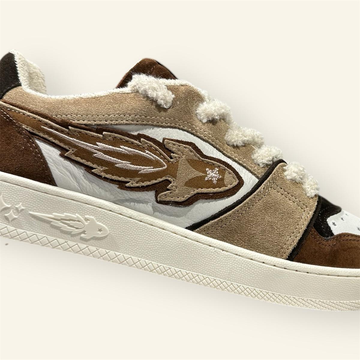 Enterprise Japan X Mr Something EGG Rocket Sneakers In Beige/Marrone/Bianco Suede and Nubuck