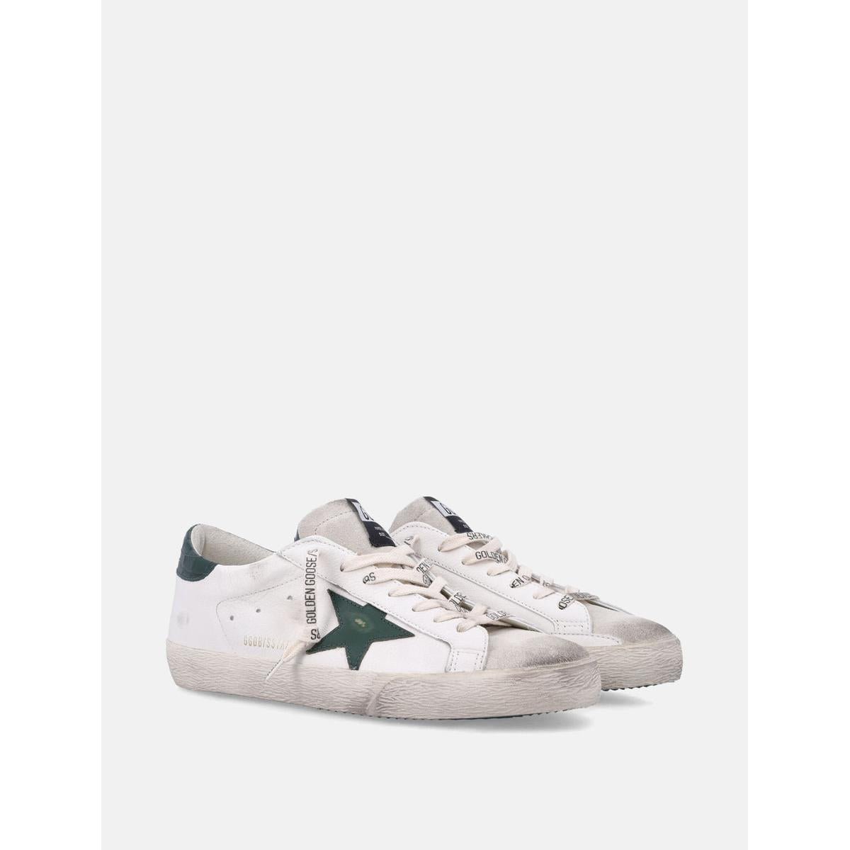 Golden Goose White/Green Super-Star Sneakers