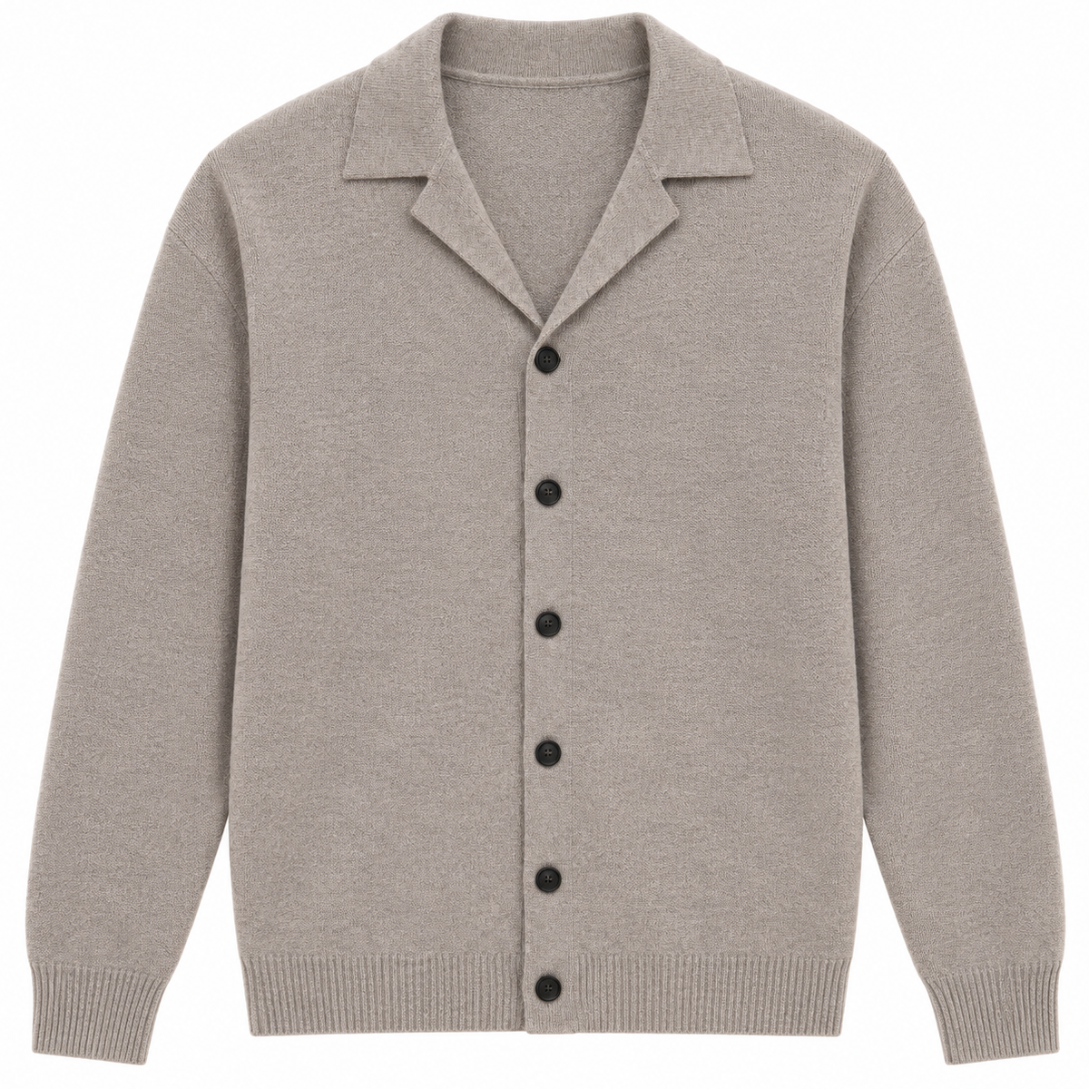 NOBL Marley Cuban Collar Knit Shirt in Mushroom