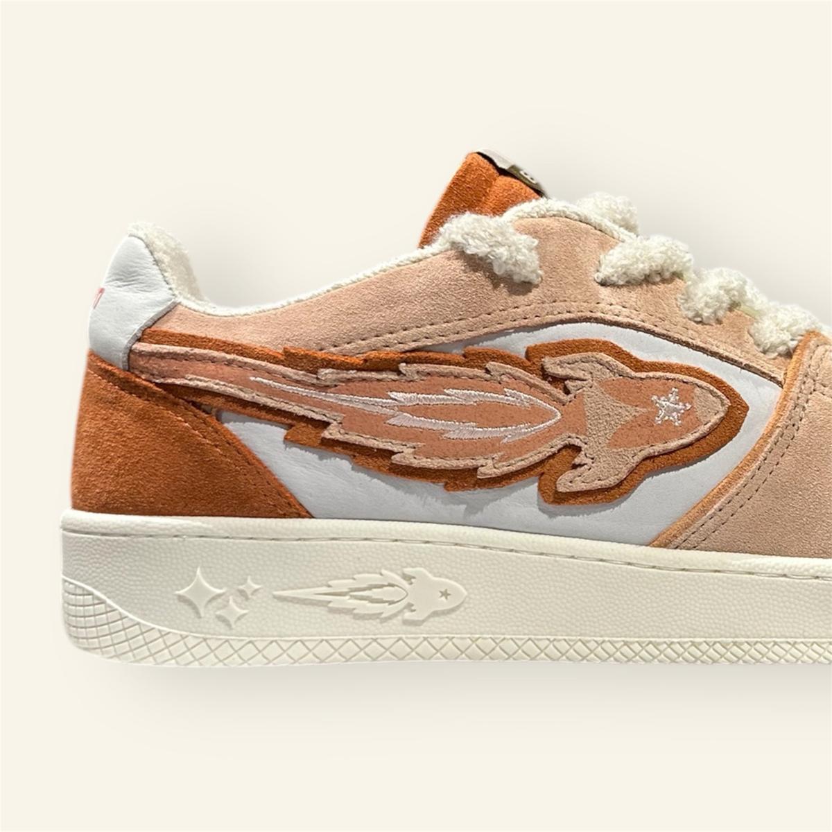 Enterprise Japan X Mr Something EGG Rocket Sneakers In Corallo/Pink/Bianco Suede and Nubuck