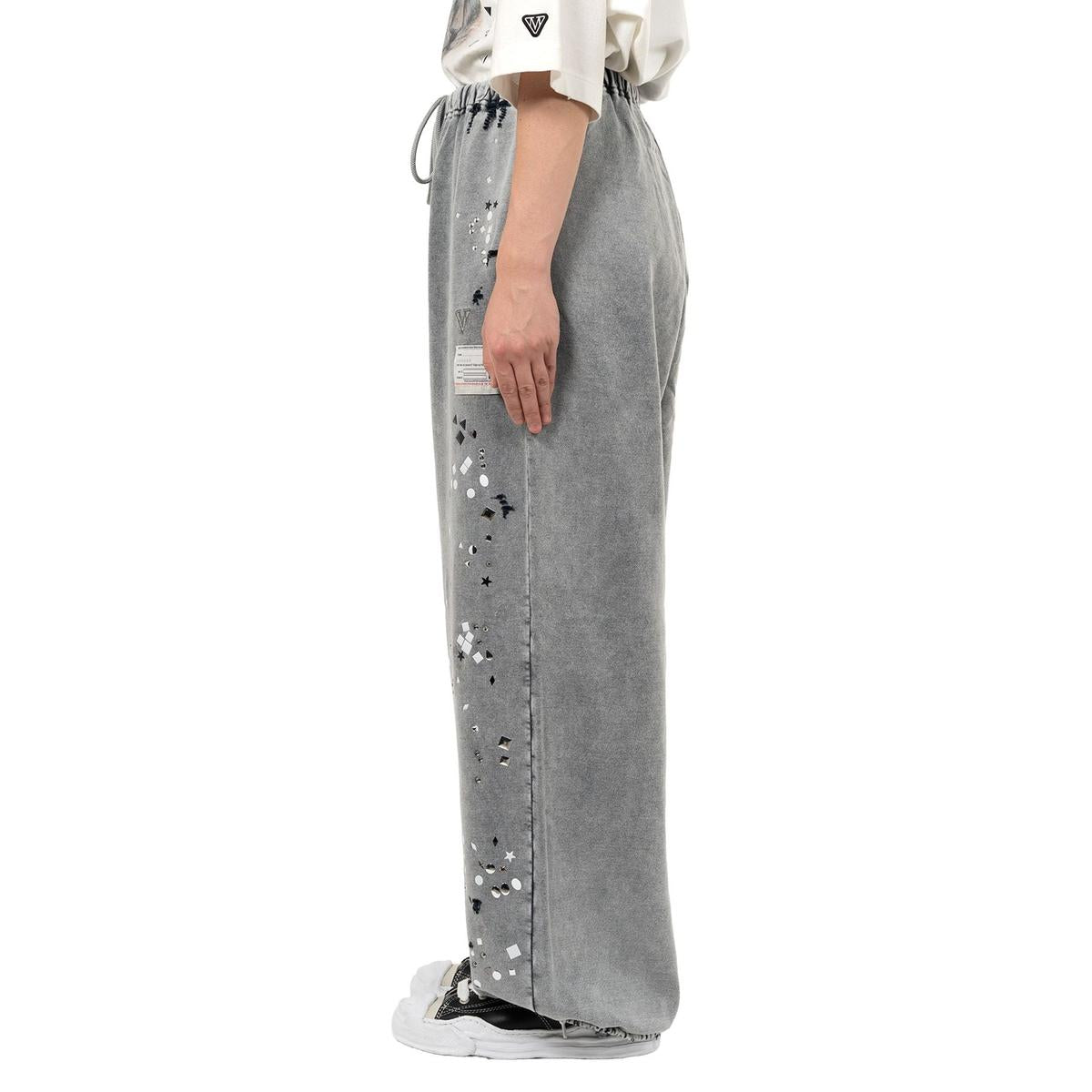 Maison Mihara Embellished Bleached Gray Sweat Pants