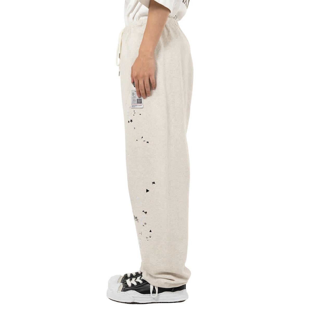 Maison Mihara Embellished Distressed White Sweat Pants