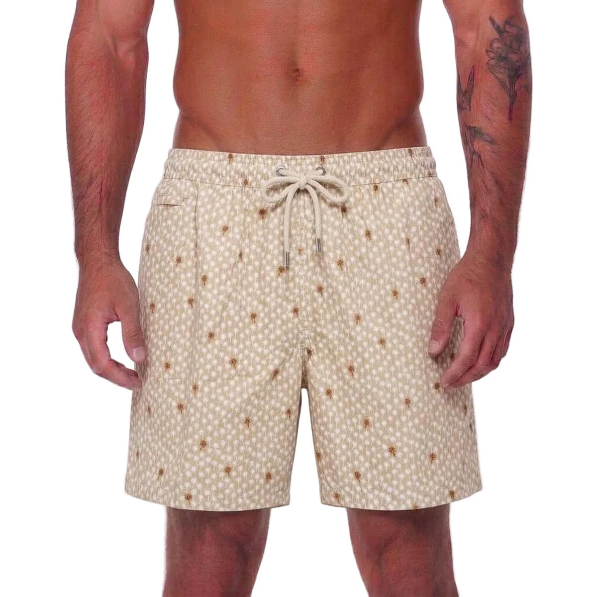 MC2 Saint Barth Lighting Micro Swim Shorts in Beige with Forêt Print