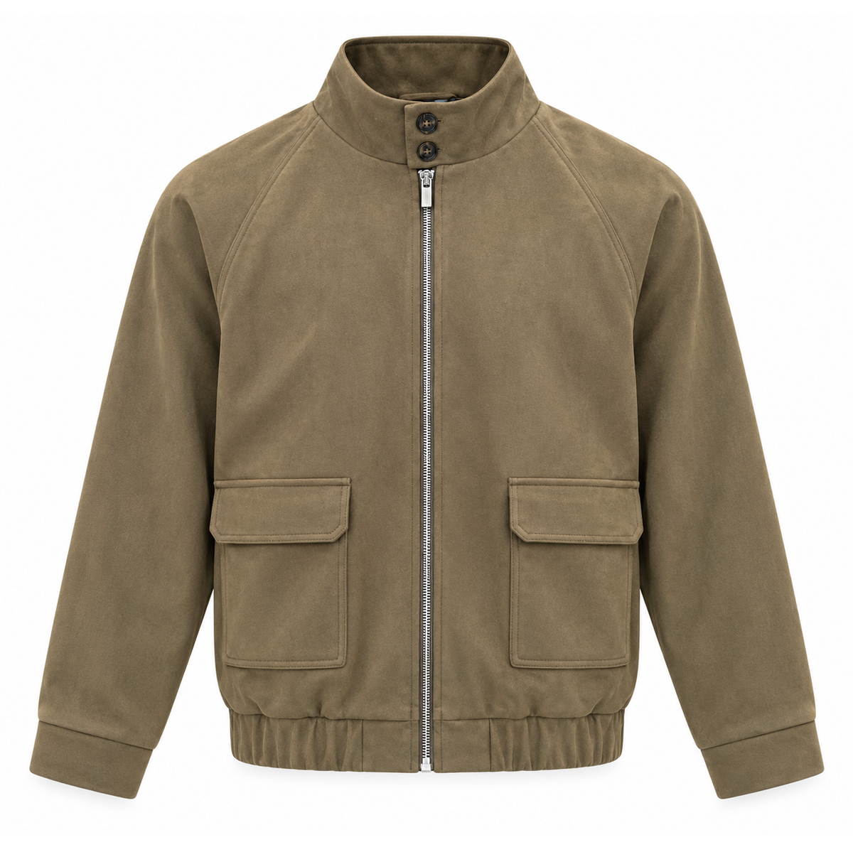 NOBL Rayne Suede Funnel Neck Jacket in Dark Olive