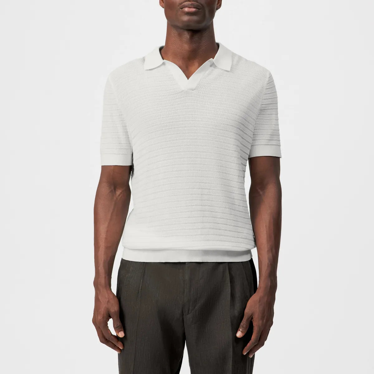 Drykorn Braian Ecru Knitted Polo Shirt