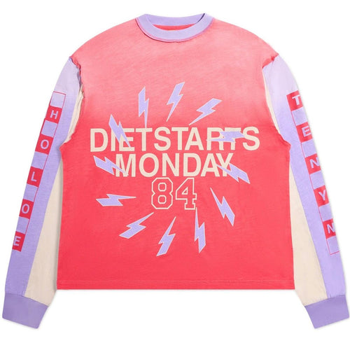 Diet Starts Monday Bolt Panel Long Sleeve T-Shirt in Red and Purple