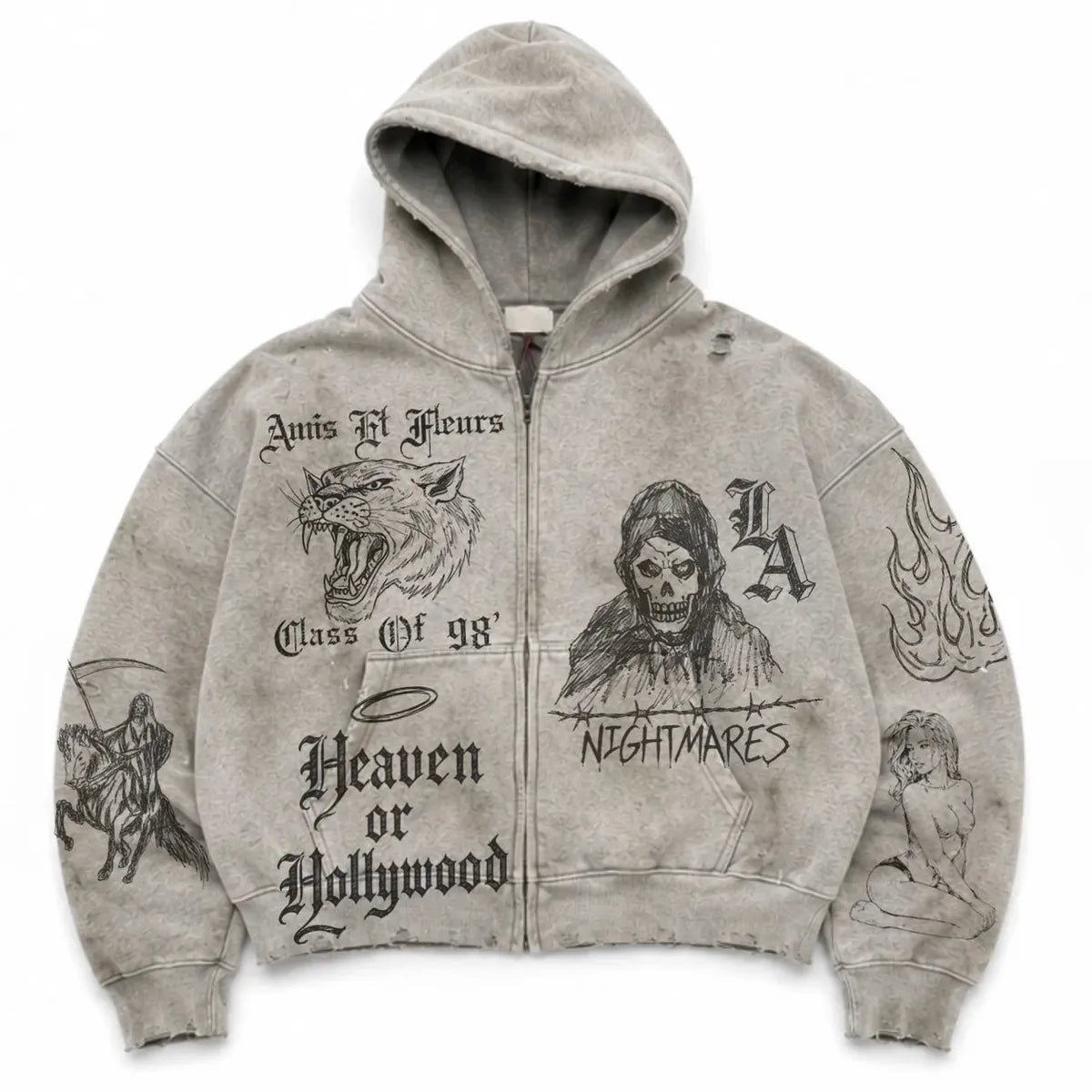 AMÏS ET FLEÚRS “Heaven or Hollywood” Zip Hoodie