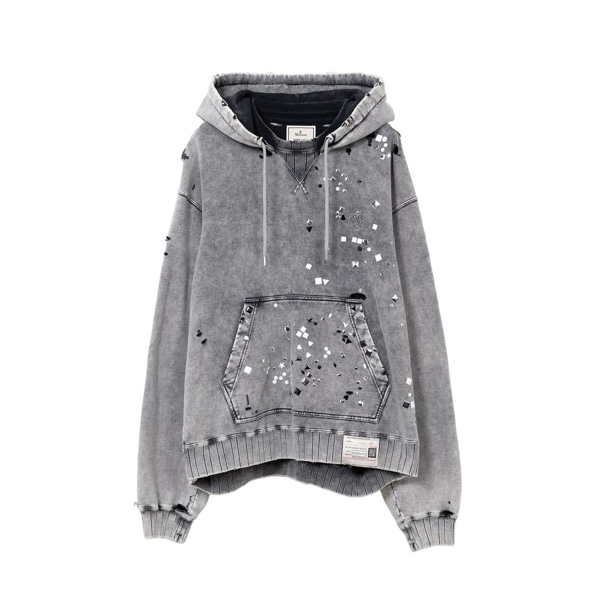 Maison Mihara Embellished Bleached Gray Hoodie
