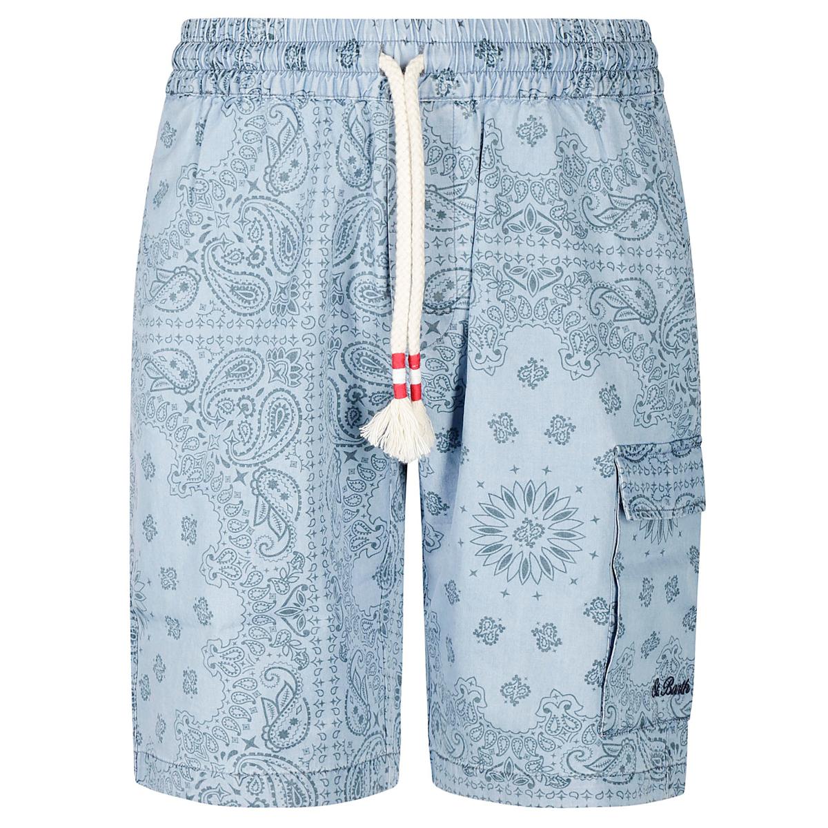 MC2 Marseille Blue Bandanna Cotton Bermuda
