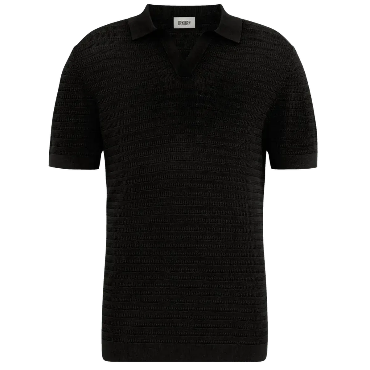 Drykorn Braian Black Knitted Polo Shirt
