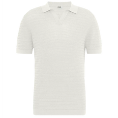 Drykorn Braian Knitted Polo Shirt in Ecru