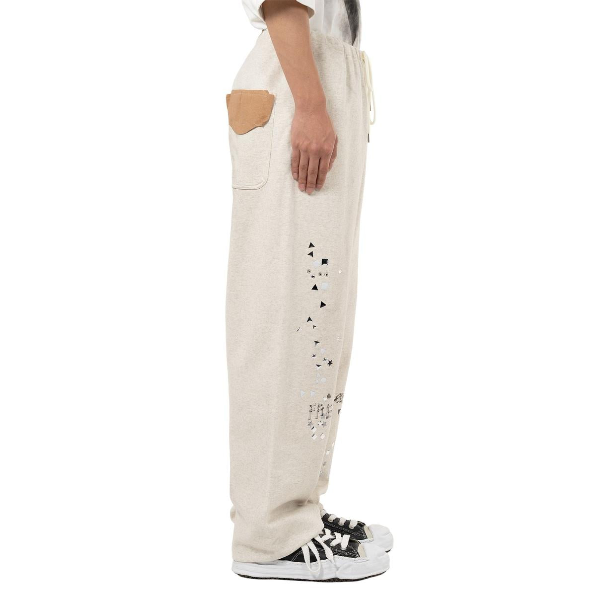 Maison Mihara Embellished Distressed White Sweat Pants