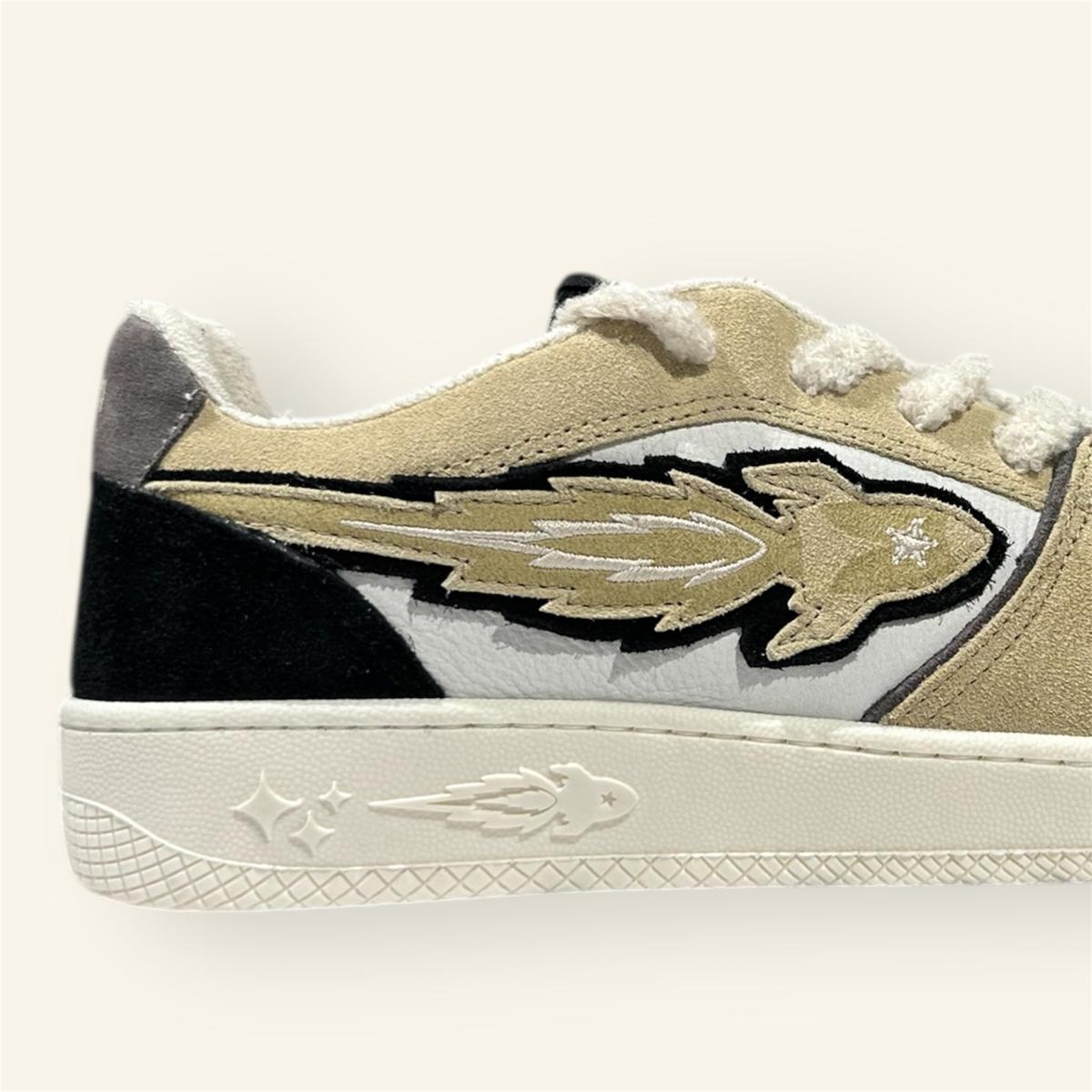 Enterprise Japan X Mr Something EGG Rocket Sneakers In Nero/Nocciola/Bianco Suede and Nubuck