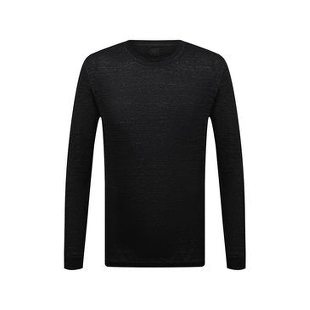 120%Lino Black solid linen long sleeve T-Shirt