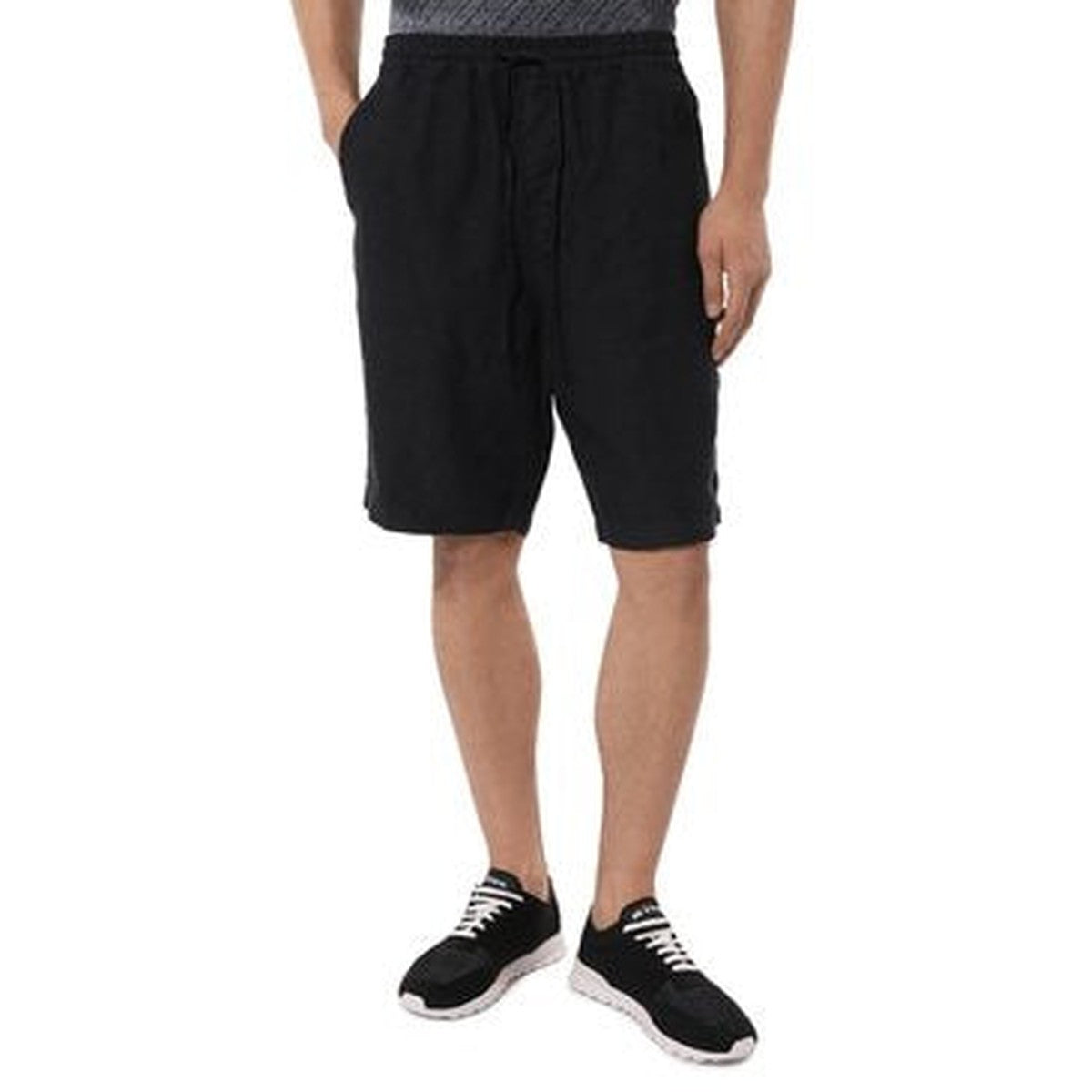 120%Lino Black linen Bermuda