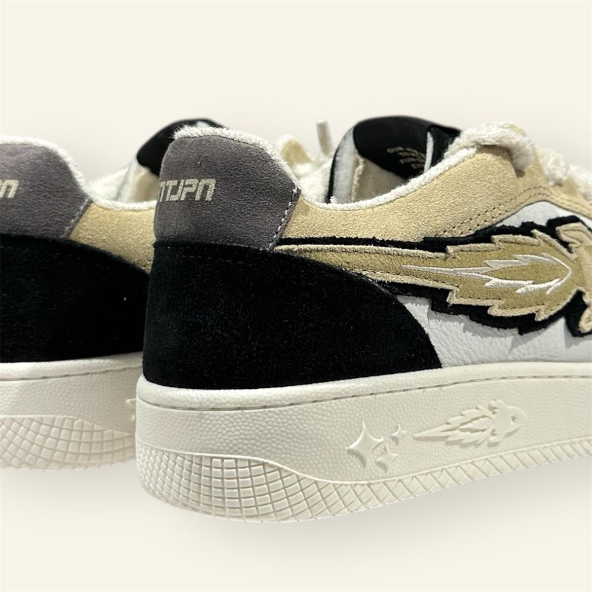 Enterprise Japan X Mr Something EGG Rocket Sneakers In Nero/Nocciola/Bianco Suede and Nubuck