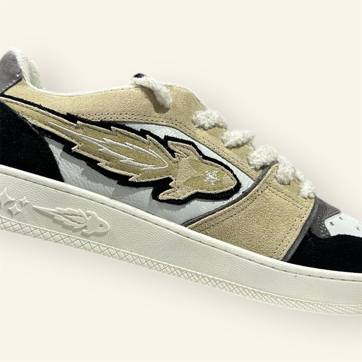 Enterprise Japan X Mr Something EGG Rocket Sneakers In Nero/Nocciola/Bianco Suede and Nubuck