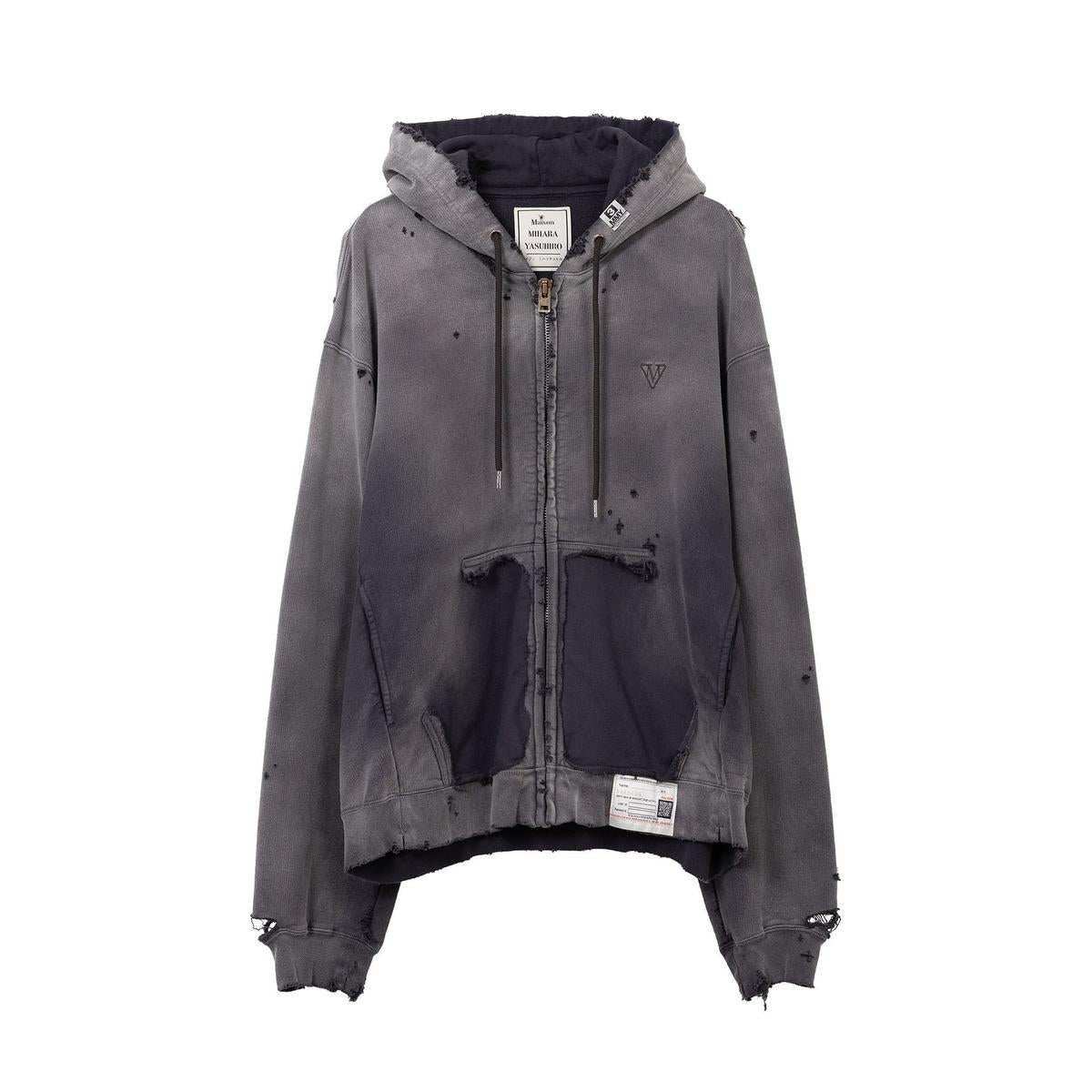 Maison Mihara Sun Faded Like Zip-up Black Hoodie