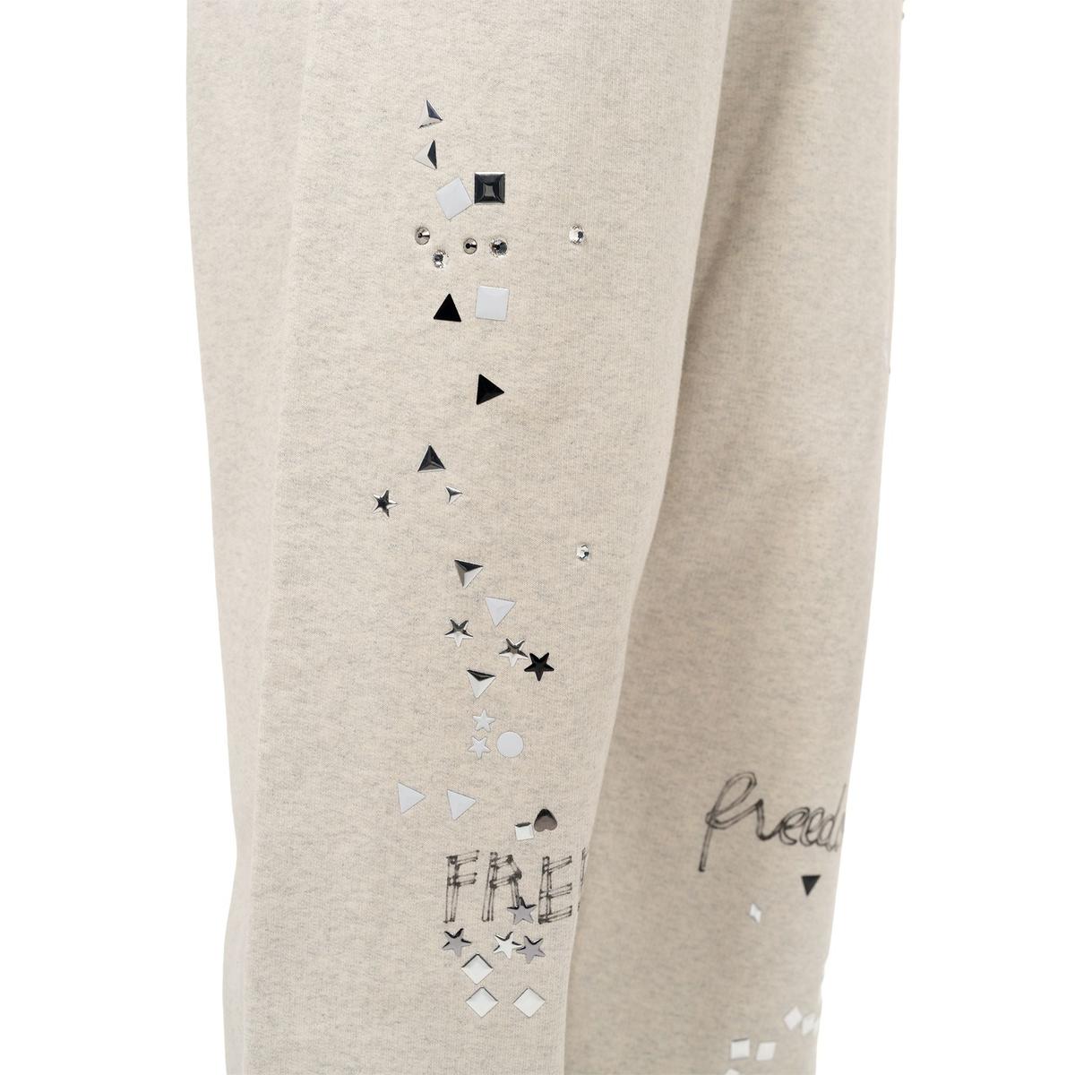 Maison Mihara Embellished Distressed White Sweat Pants