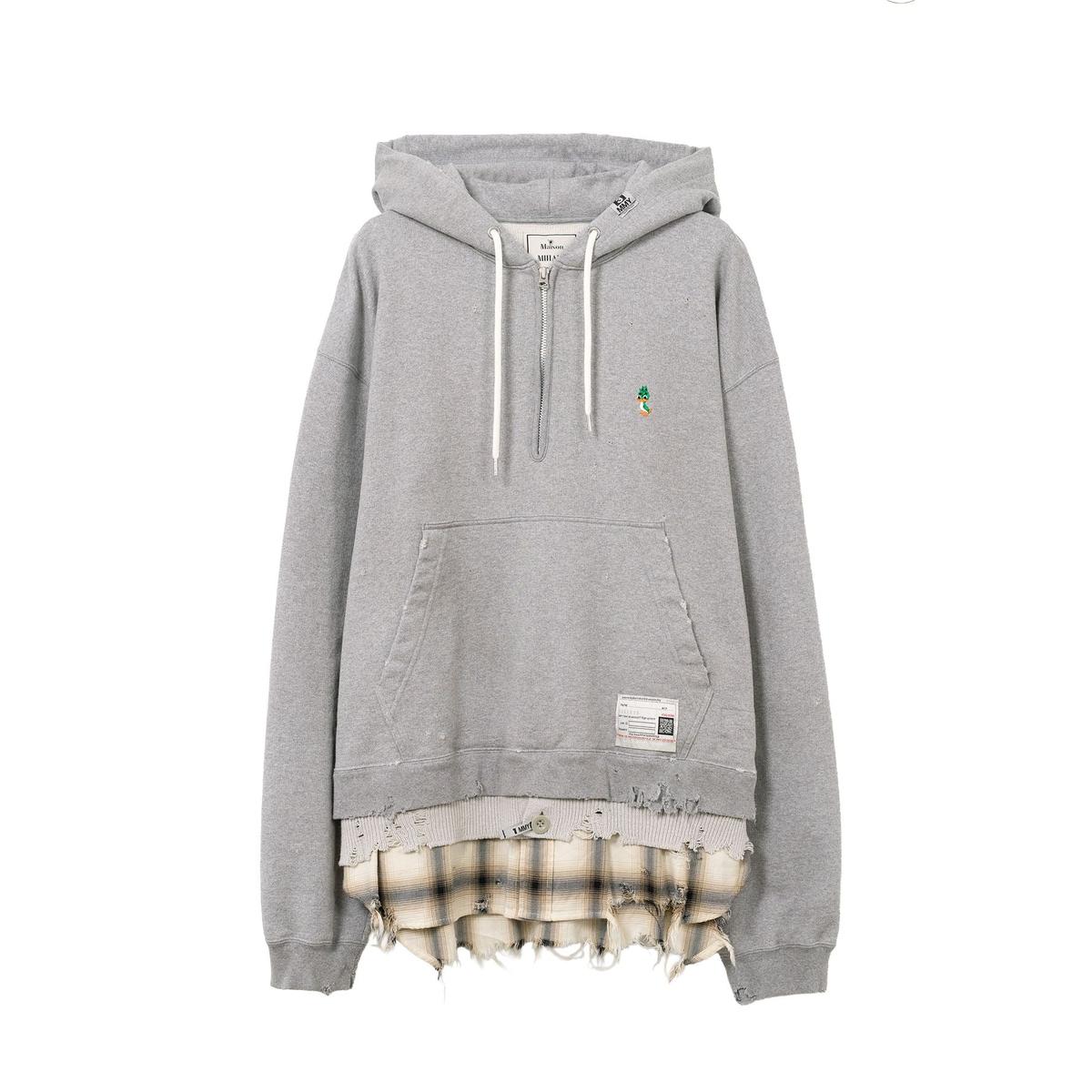 Maison Mihara Triple Layered Half-zip Gray Hoodie